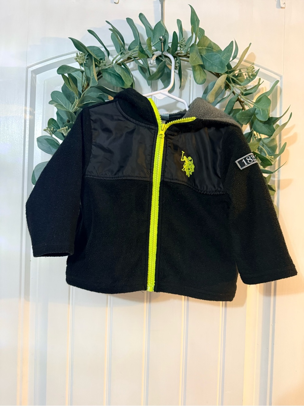 💫4/$25 • U.S. Polo Assn. Black Hoodie with Neon Yellow Zipper